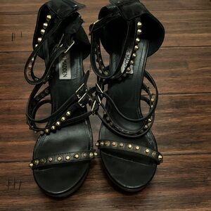 Steve Madden Black and Gold Studded Heels